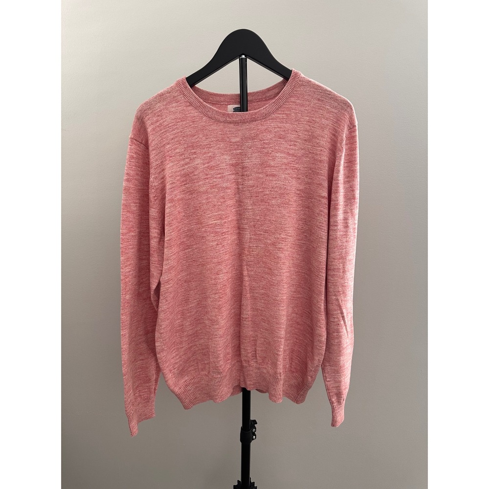 Old Navy Mens Pink Marl Knit Crewneck Sweater Large Lightweight Pullover
